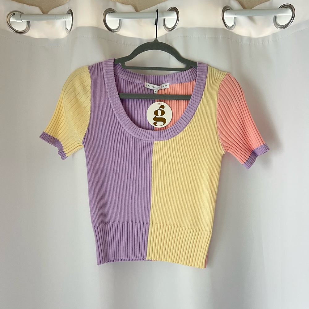 Color Blocked Pastel Sweater Top